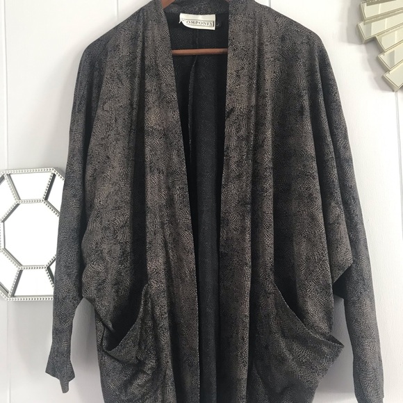 Componix Cocoon Drapey Tan and Black Cardigan - Picture 2 of 7